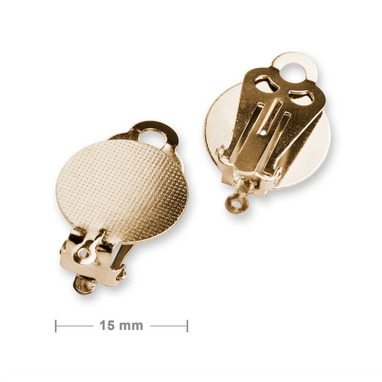 Clip on earrings with loop 15mm gold