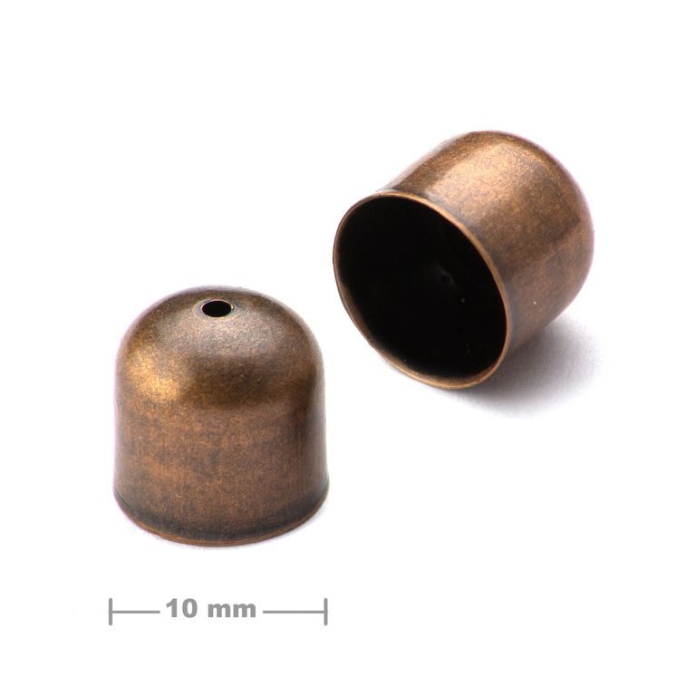 Plain bead cap 10mm antique copper