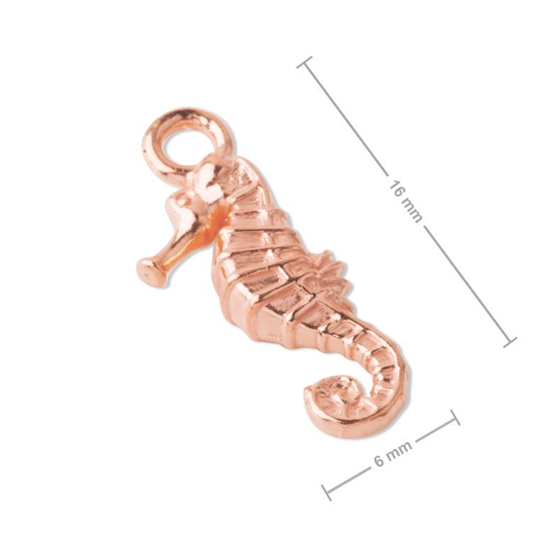 Silver pendant sea horse rose gold plated No.986