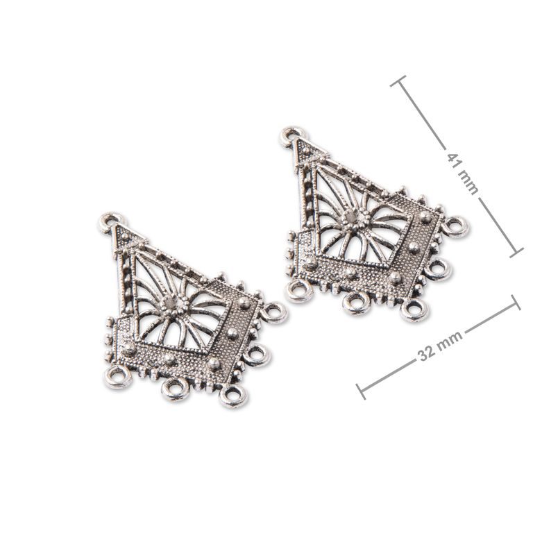 Chandelier earring findings 41x32mm staroin the colour of silver