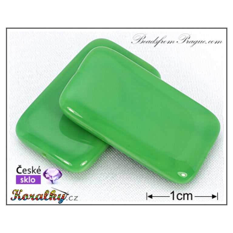 Mačkaný korálek obdélník 30x14 mm zelené č. 59