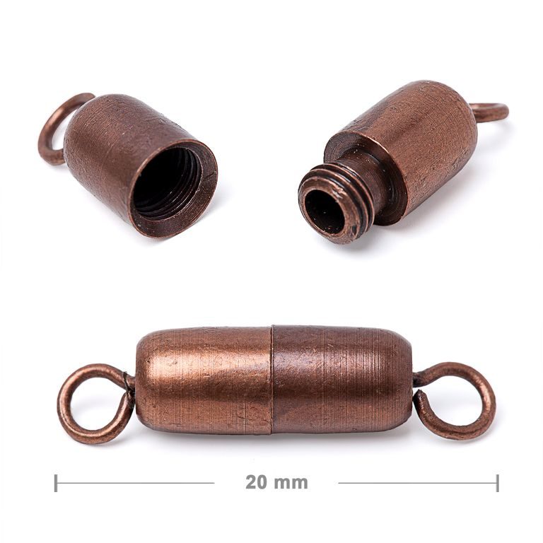 Screw clasp 20mm antique copper