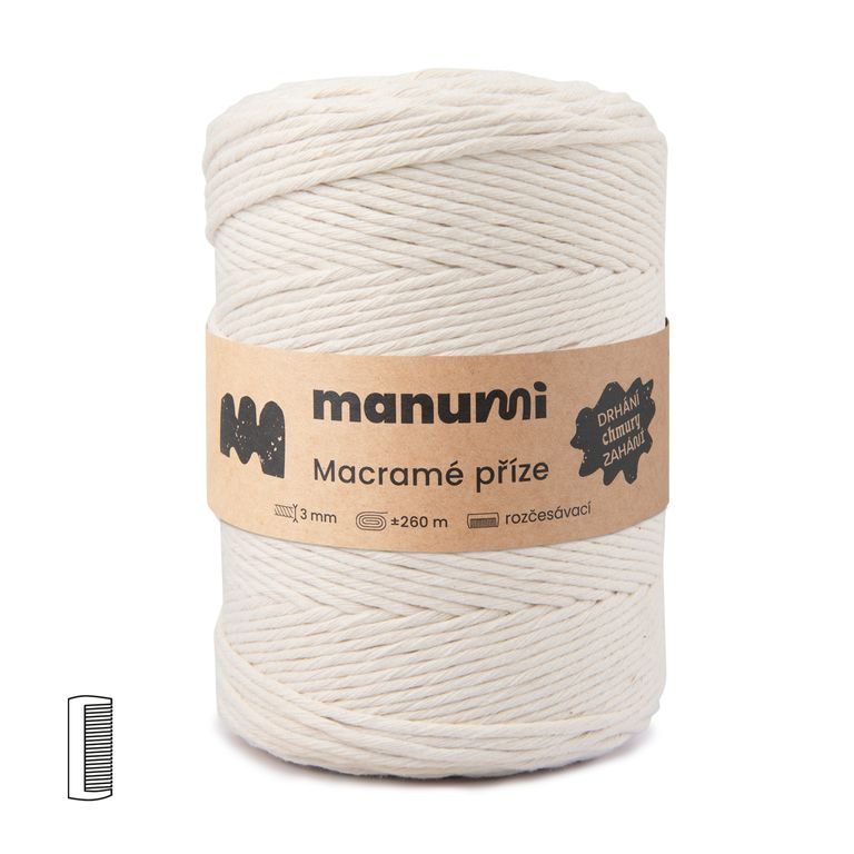 Manumi Fir textil Macramé răsucit 3mm 260m natural