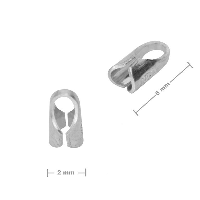 Stříbrná kulatá lepící koncovka 2 mm