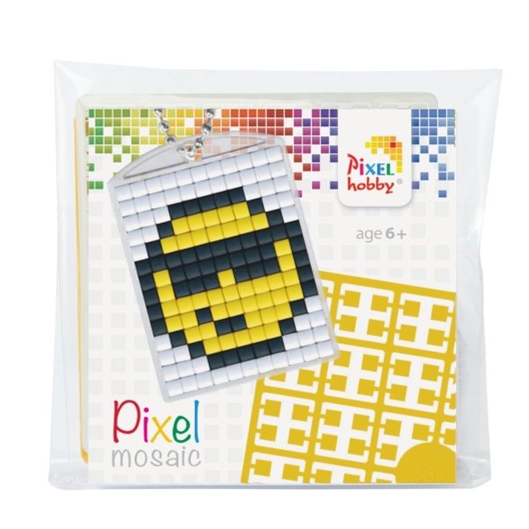 Pixel keychain smiley face