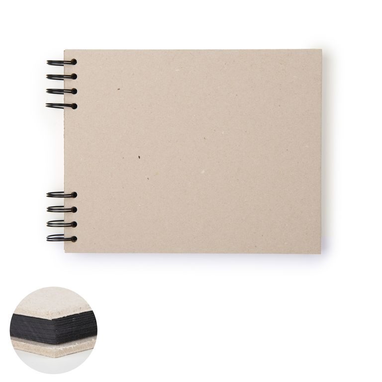 Sprapbookové kroužkové album 24 listů A5 v přírodní barvě s černým papírem 300g/m²