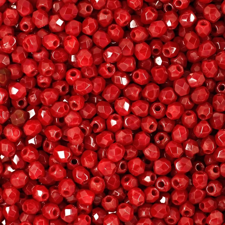 Glass fire polished beads 3mm Opaque Red