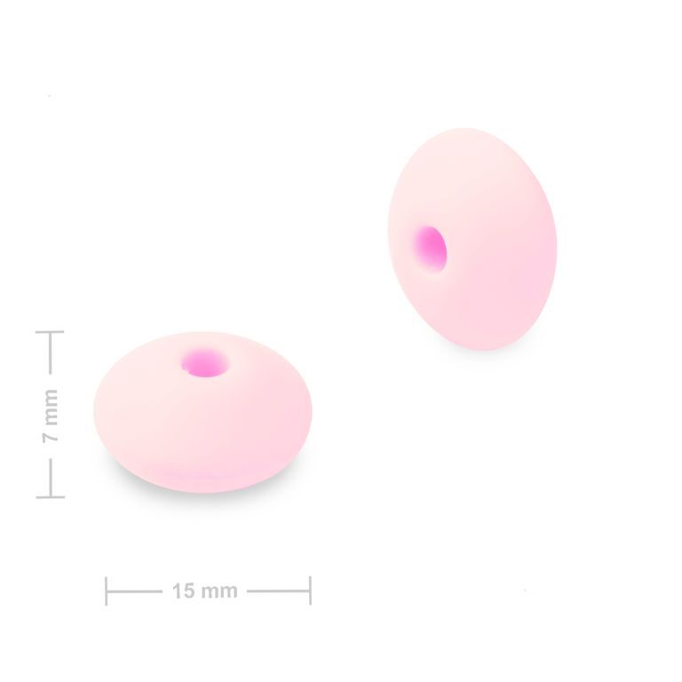 Silikonové korálky lentilky 12x7mm Baby Pink