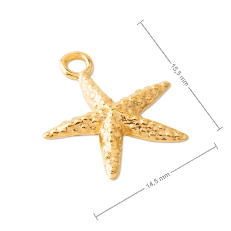 Silver pendant starfish gold plated No.988