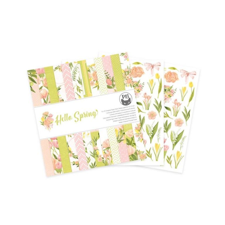 Set of double-sided papers for scrapbook 30x30cm 12 sheets P13 Hello spring