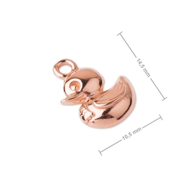 Silver pendant duck rose gold plated No.1141