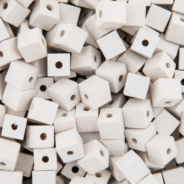 Manumi czech wooden beads cube 6 x 6 mm white
