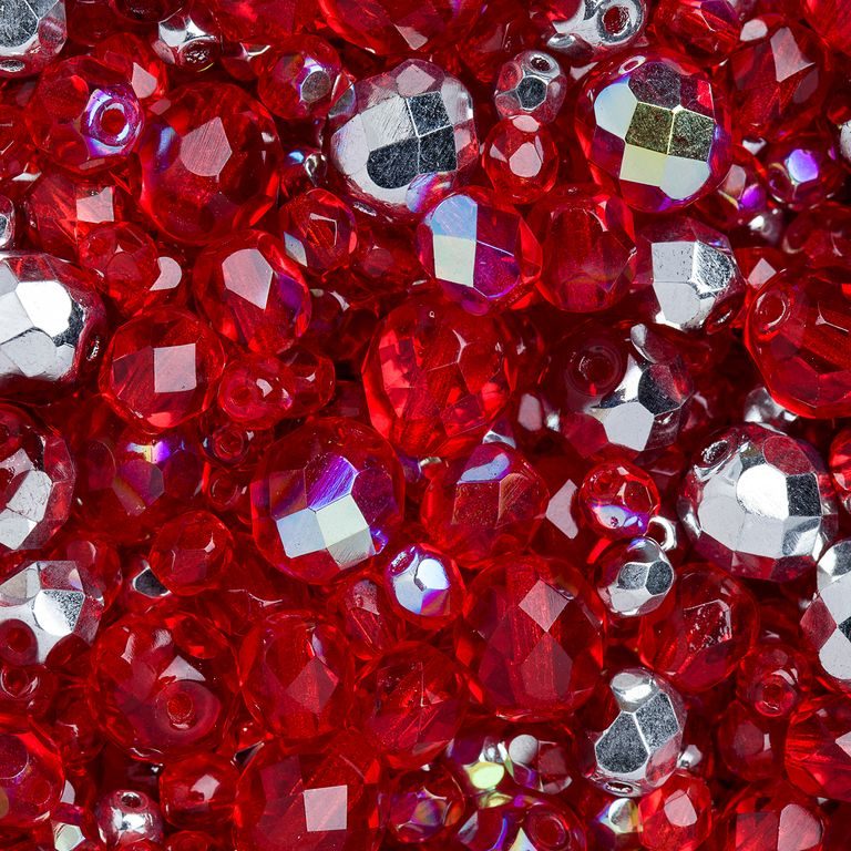 Czech fire polished beads mix Siam Ruby