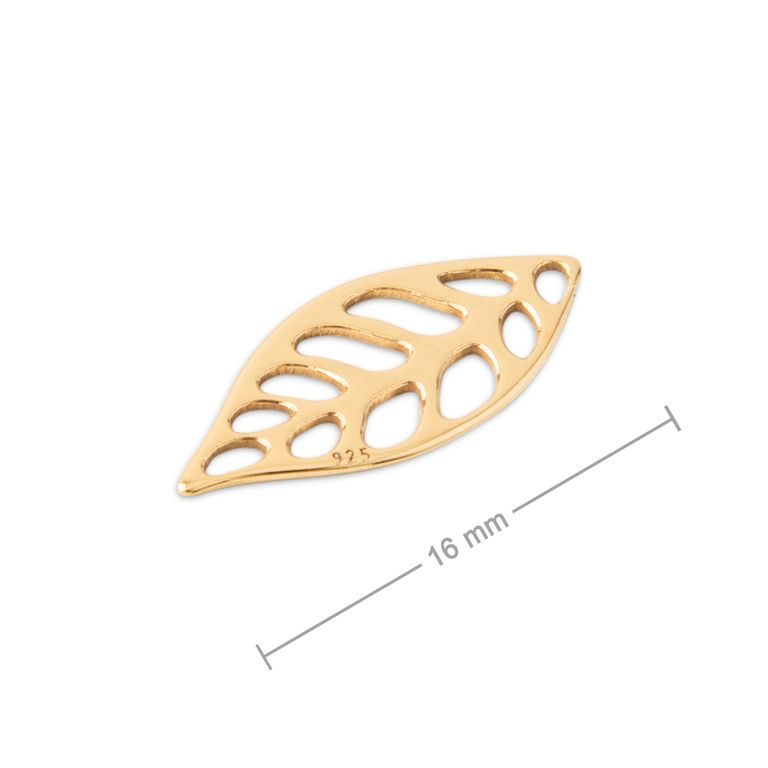 Piesă legătură din argint frunză 16mm placată cu aur de 24K nr.778