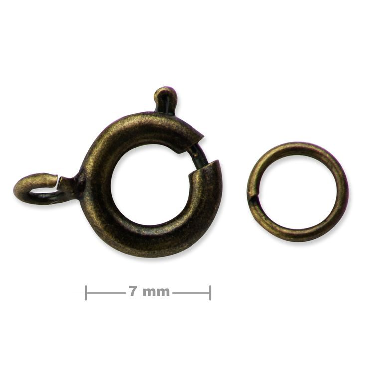 Spring ring clasp 7mm antique brass