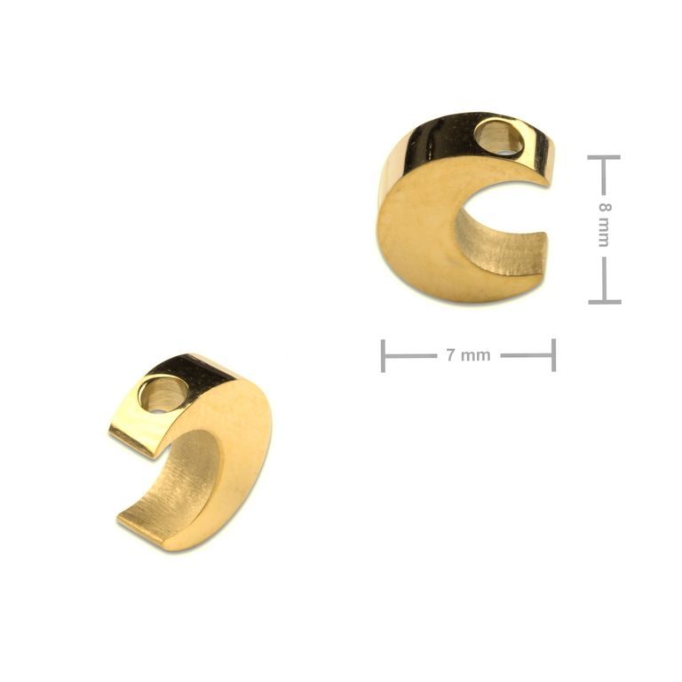 Korálek z chirurgické oceli ve tvaru srpku měsíce 7 x 8 mm v barvě zlata