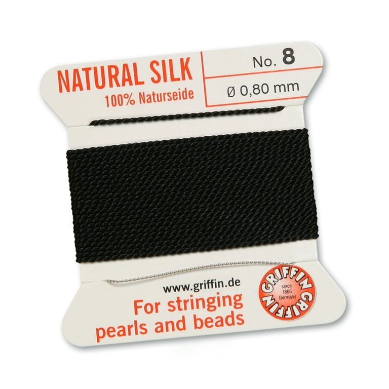 Silk thread with needle 0.8mm/2m black