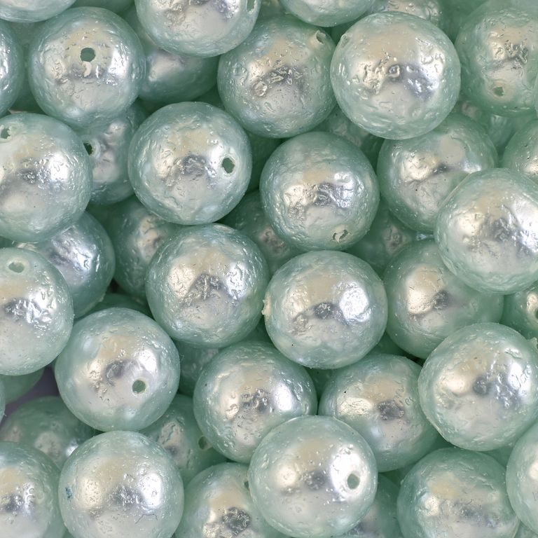 Czech glass pearls etched 14mm light green