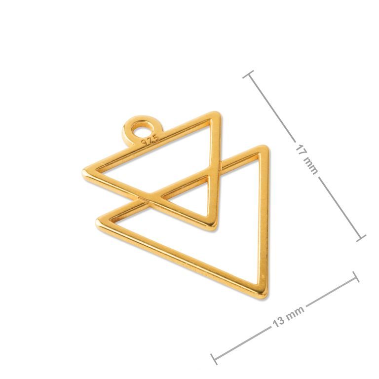 Silver pendant triangles gold plated No.940