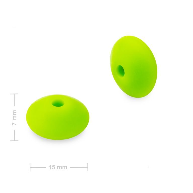 Silicone lentil beads 12x7mm Chartreuse Green