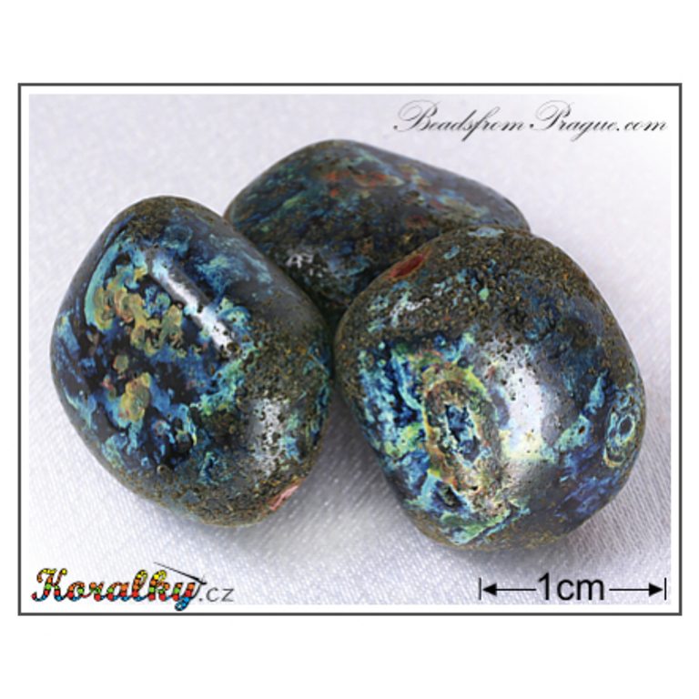 Czech glass Travertin pressed beads No.89