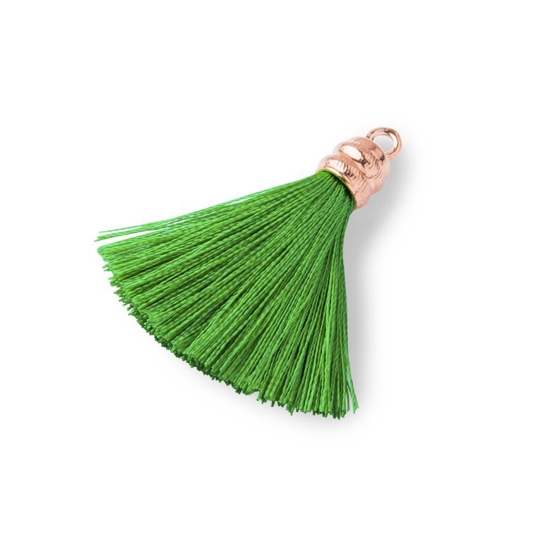 Silver tassel rose gold plated 4cm green No.1200