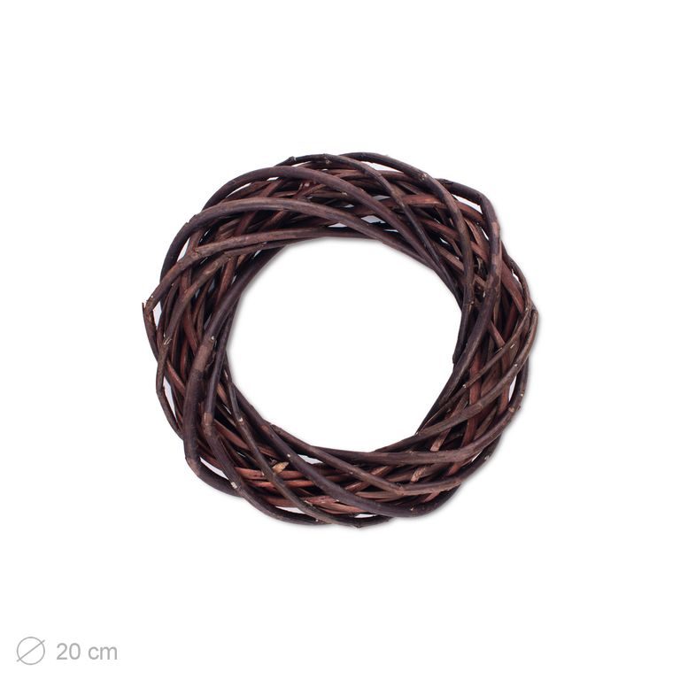 Wicker wreath base 20cm dark