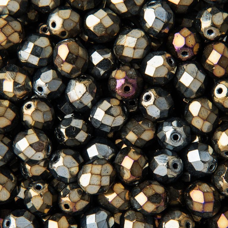 Glass fire polished beads 8mm Iris Brown