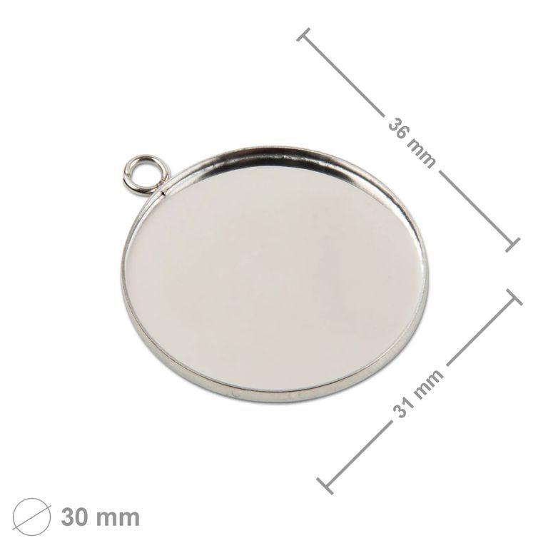 Jewellery pendant bed round 30 mm surgical steel
