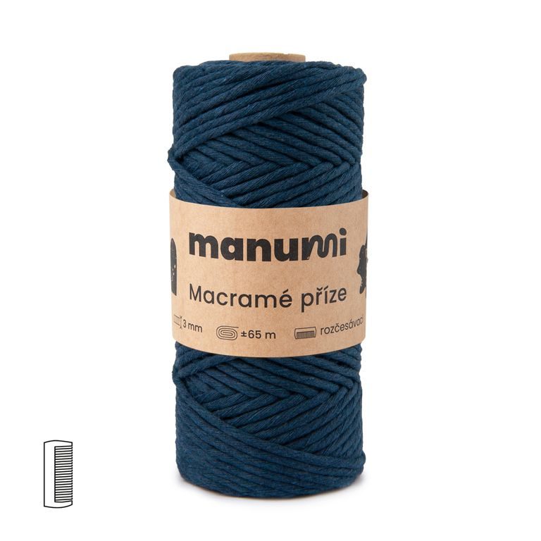 Macramé cord twisted 3mm dark blue