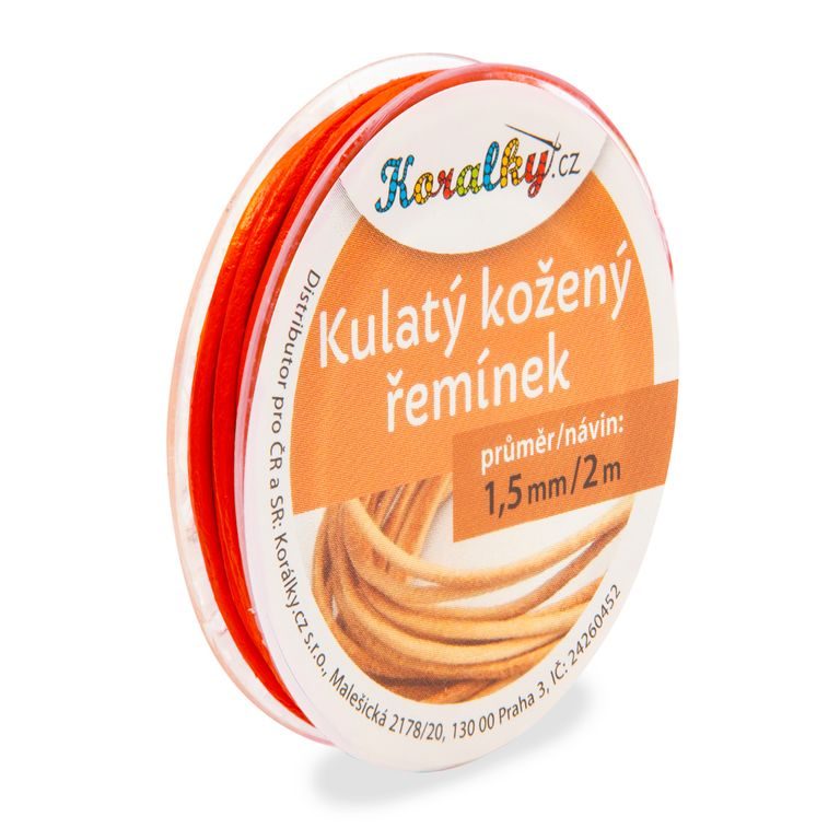 Kulatý kožený řemínek 1,5mm/2m červený č.20