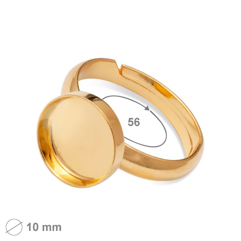 Silver ring base with a setting 10mm gold-plated No.1254