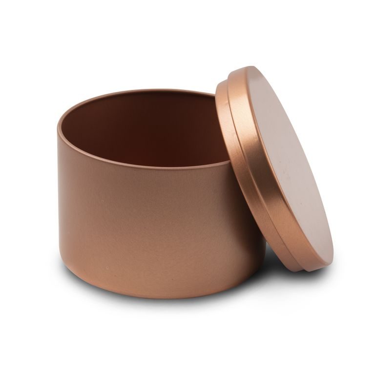 Nádoba na sviečku s viečkom kovová 80x60mm vo farbe ružové zlato