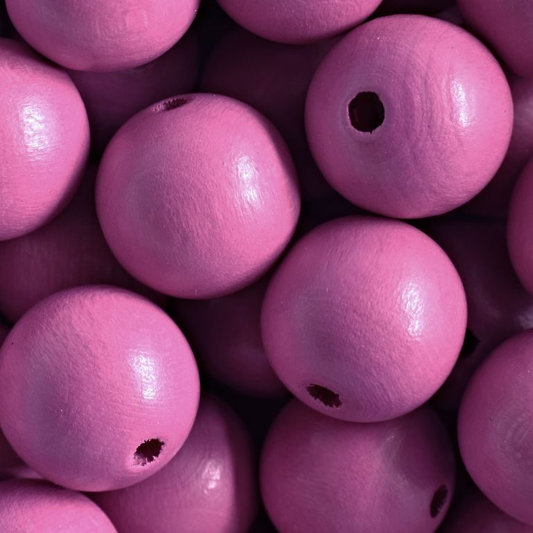 Czech wooden beads round 16mm pink No.112