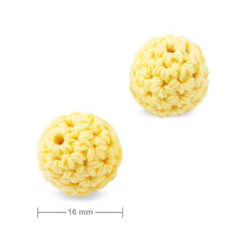 Mărgele croșetate rotunde 16mm Lemon Yellow