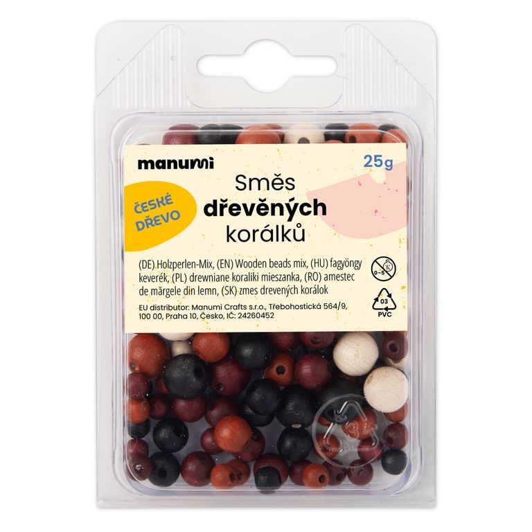 Manumi mixture of Czech wooden balls natural colour