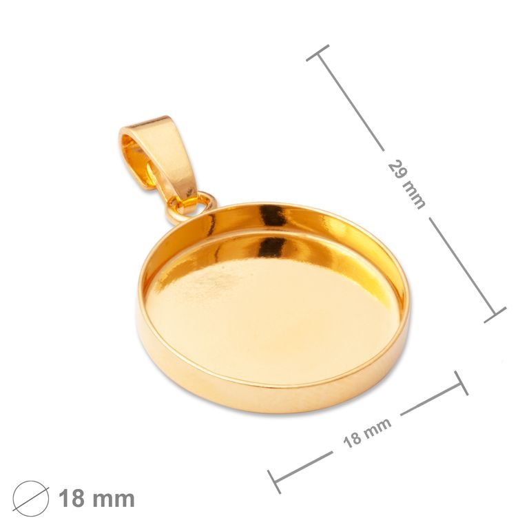 Stříbrný přívěsek s lůžkem 18 mm pozlacený 24K zlatem