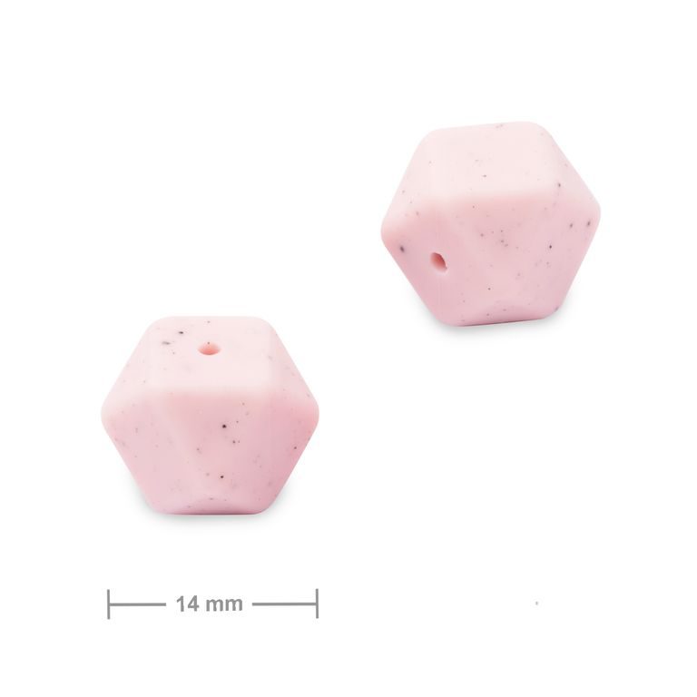 Mărgele din silicon hexagon 14mm Galaxy Pink