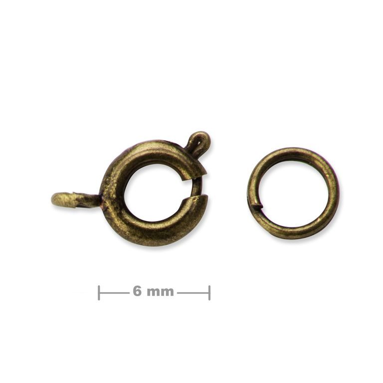 Spring ring clasp 6mm antique brass