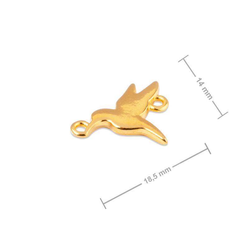 Manumi piesă legătură pasăre colibri 18,5x14mm placată cu aur