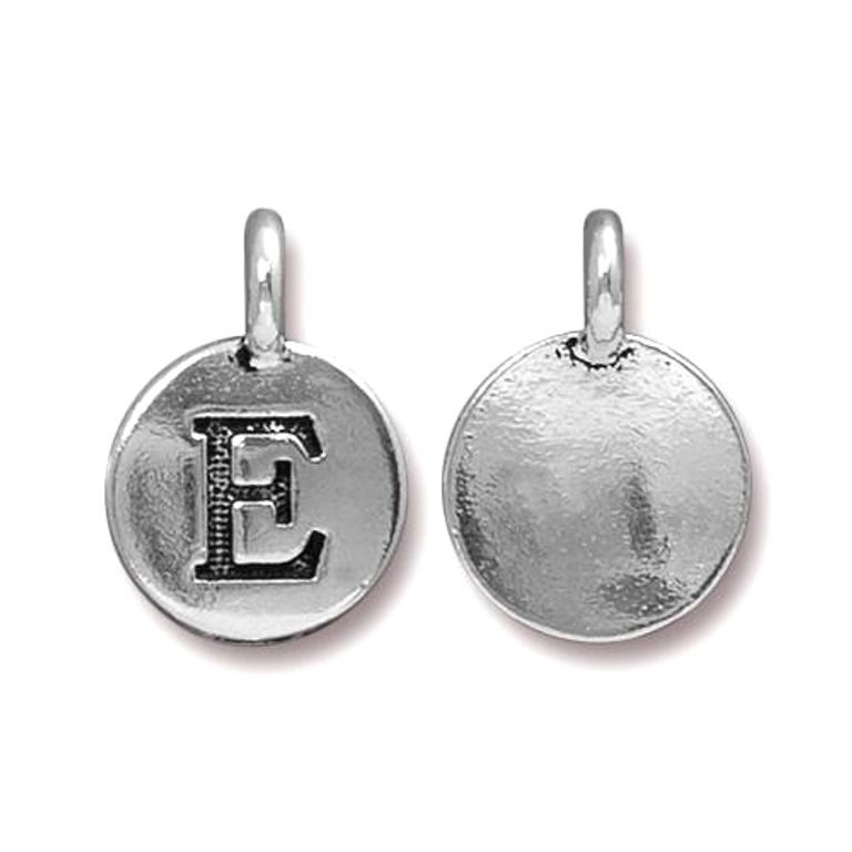 TierraCast pendant 17x12mm with letter E antique silver