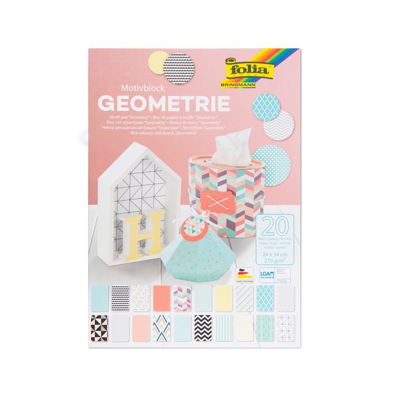 Set de coli de hârtie cu imprimeu Geometrie 20 coli 24x34cm 270g/m²