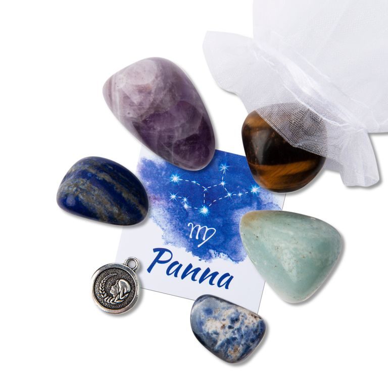 Set de bucăți de mineral cu pandantiv TierraCast pentru zodia Fecioarei