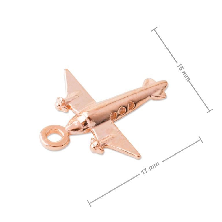 Silver pendant airplane rose gold plated No.968