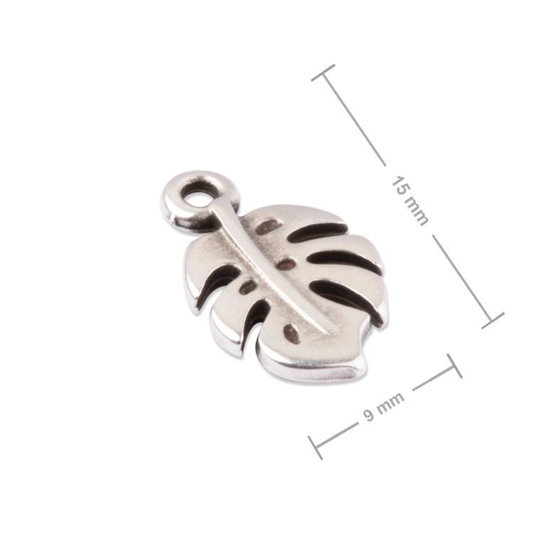 Manumi pendant monstera leaf 15x9mm silver-plated