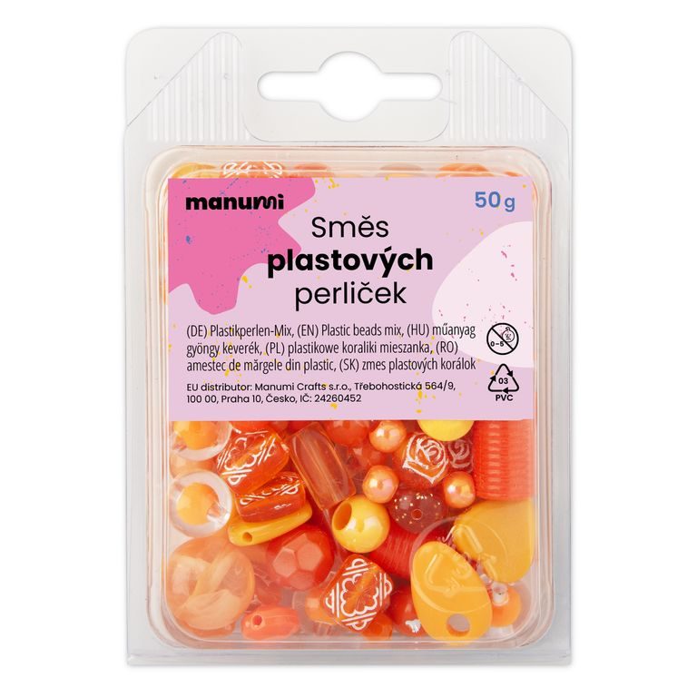Mix of plastic beads orange