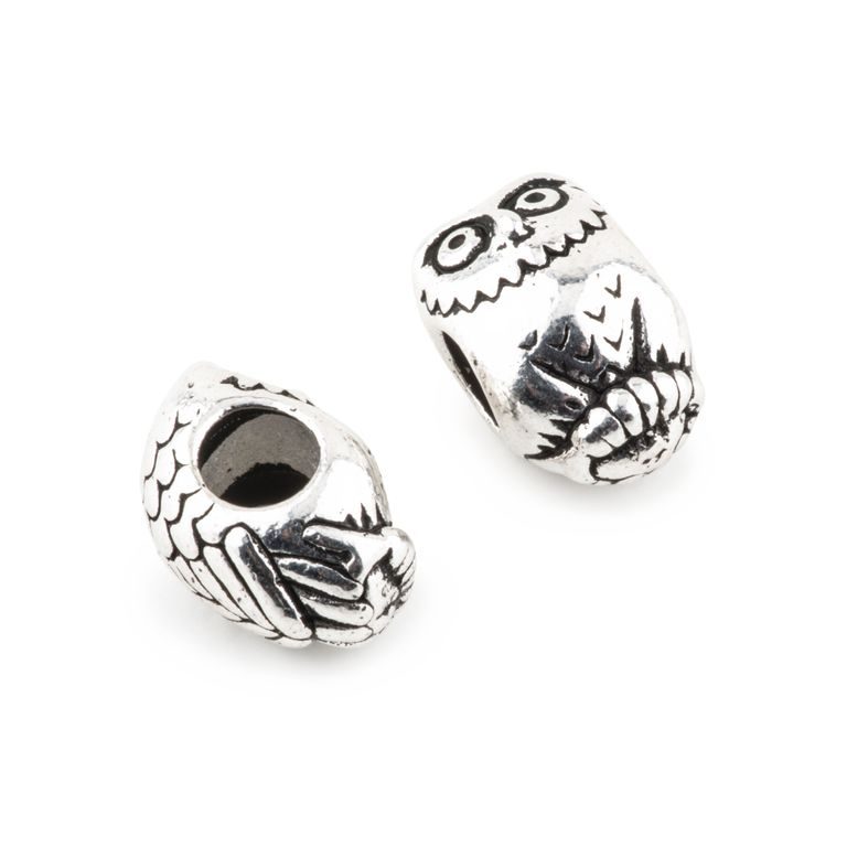 TierraCast bead Owl Euro antique silver