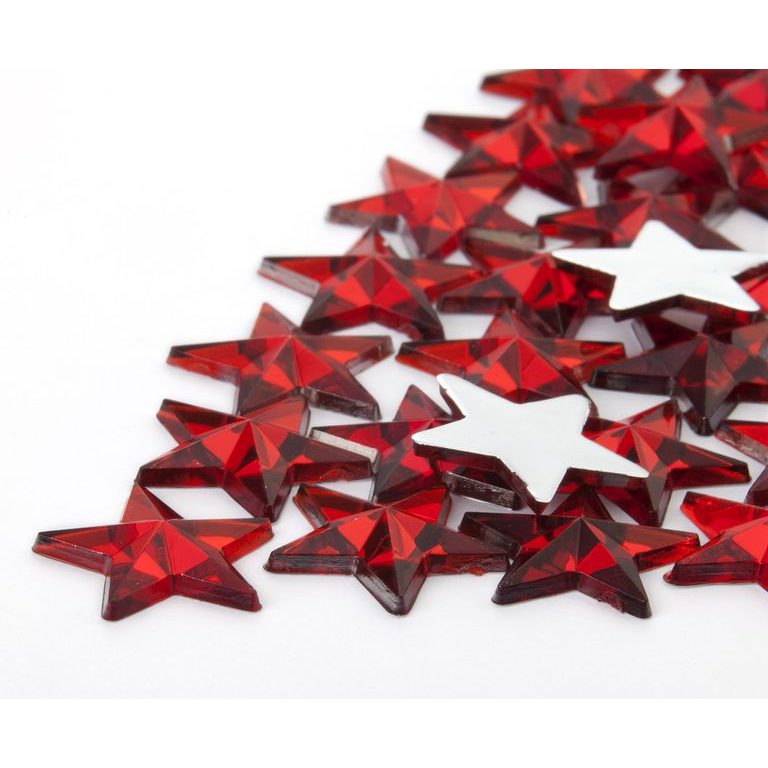 Acrylic glue-on stones star 15mm red