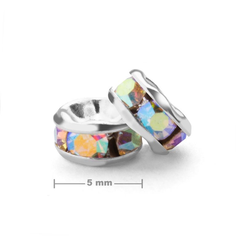 Manumi štrasová rondelka 5 mm stříbrná Crystal AB