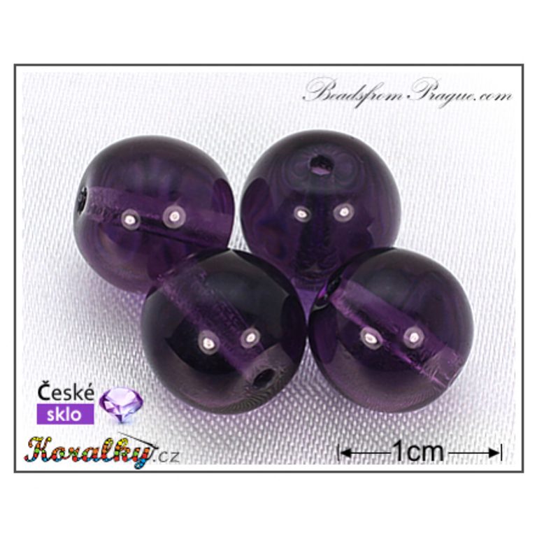 Czech glass pressed bead round 10mm purple transparent No.85